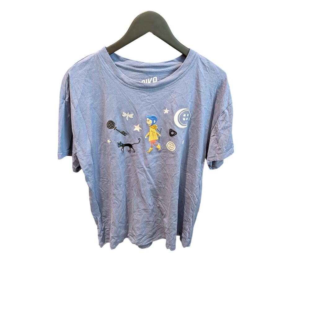 Laika Coraline Embroidered T-Shirt BoxLunch Blue Organic Cotton Large